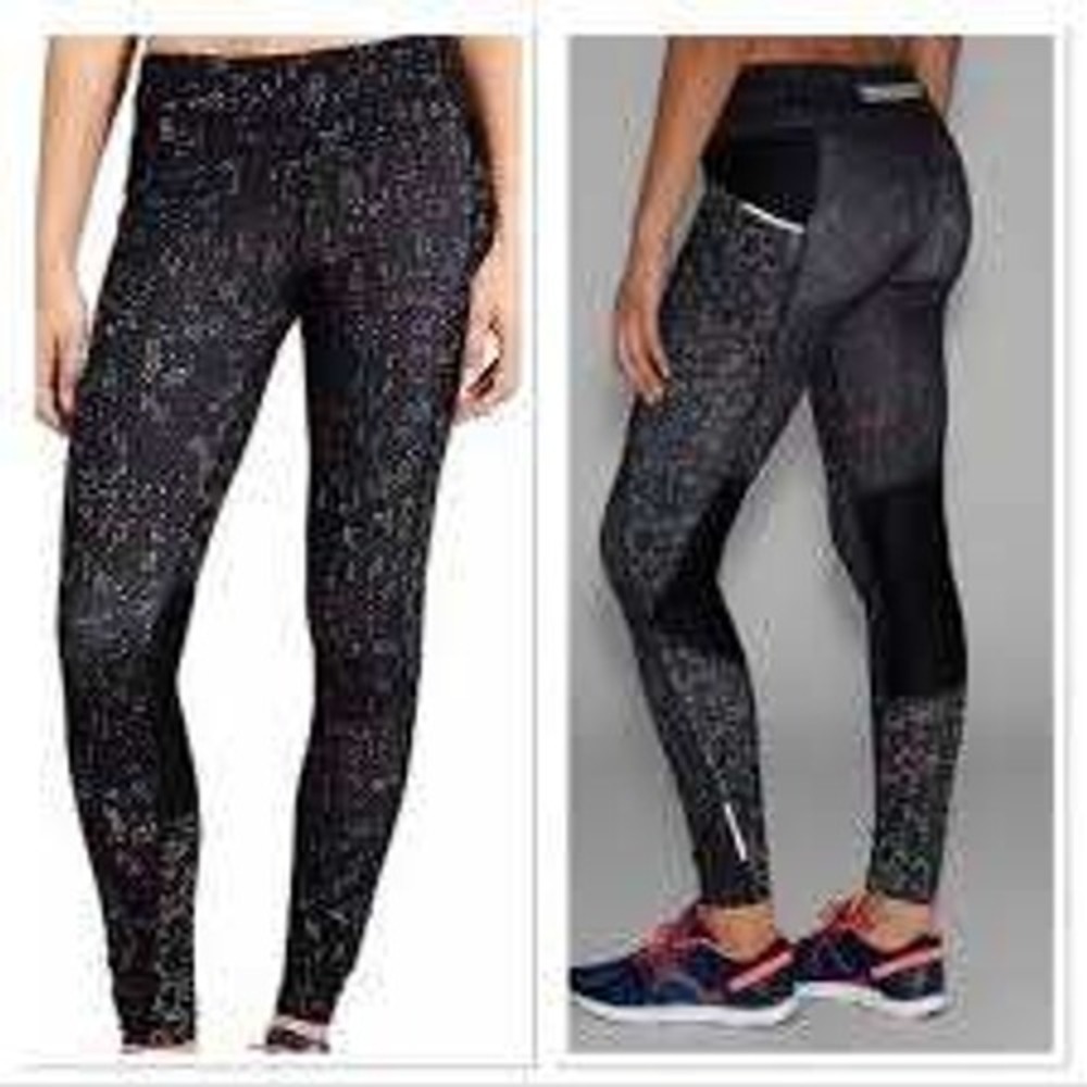 Athleta Black Printed High Rise‎ Running Workout Leggings Tights Small S